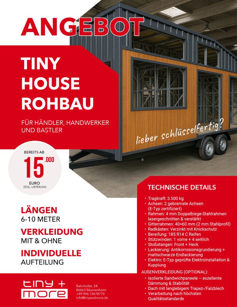 Tiny House Rohbau Angebot, Tiny House Selbstbau Angebot